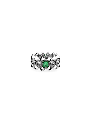 Main View - Click To Enlarge - MING SONG HAUTE JOAILLERIE - Galaxy Selva 14K Gold Diamond Emerald Ring — HK 12