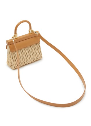 Detail View - Click To Enlarge - RODO - Mini Paris Wicker Leather Linen Bag