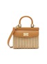 Main View - Click To Enlarge - RODO - Mini Paris Wicker Leather Linen Bag