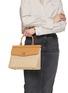 Front View - Click To Enlarge - RODO - Mini Paris Wicker Leather Linen Bag