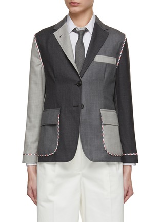 Main View - Click To Enlarge - THOM BROWNE - Funmix Tricolour Trim Blazer