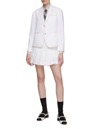 Figure View - Click To Enlarge - THOM BROWNE - Pleated Cotton Seeksucker Skirt