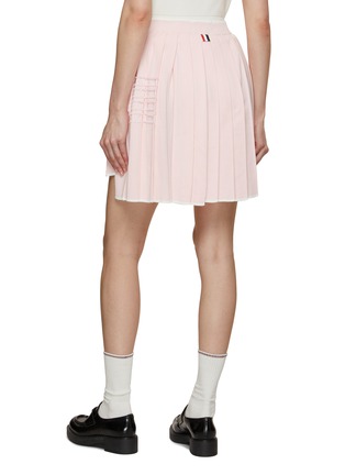 Back View - Click To Enlarge - THOM BROWNE  - Stitched Seersucker 4 Bar Pleated Mini Skirt