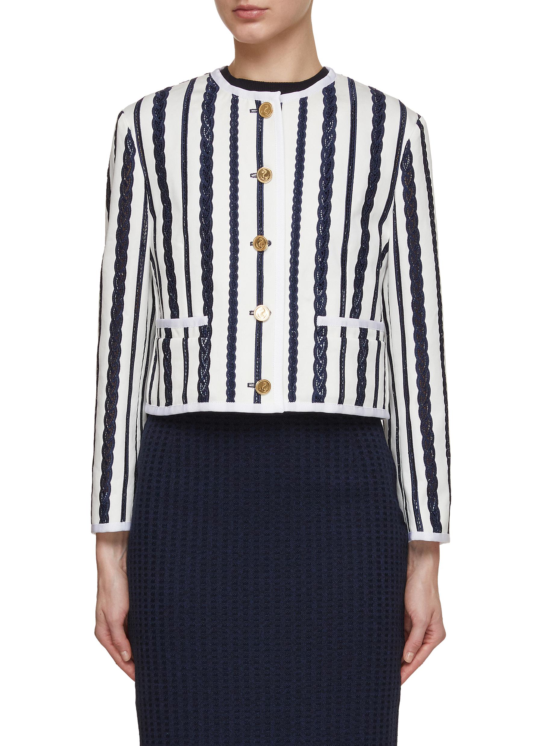 Broderie Anglaise Cable Box Pleat Cardigan Jacket