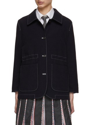Main View - Click To Enlarge - THOM BROWNE  - Oversized Round Collar Jacket