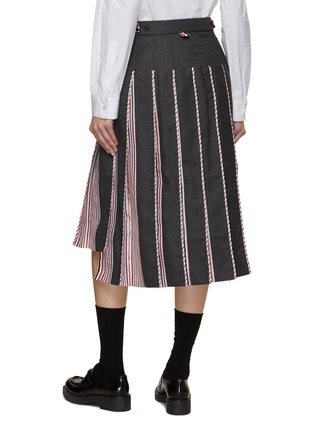Back View - Click To Enlarge - THOM BROWNE  - Pleated Striped Midi Skirt