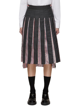 Main View - Click To Enlarge - THOM BROWNE  - Pleated Striped Midi Skirt