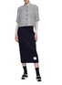 Figure View - Click To Enlarge - THOM BROWNE  - Box Pleat Frayed Edge Tweed Cardigan With Tulle Sleeves