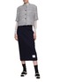 Figure View - Click To Enlarge - THOM BROWNE  - Box Pleat Frayed Edge Tweed Cardigan With Tulle Sleeves