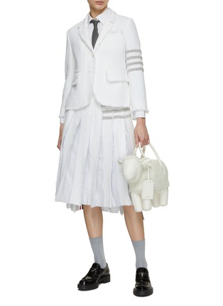 Figure View - Click To Enlarge - THOM BROWNE  - Pearl Embellished 4 Bar Pleated Midi Skirt