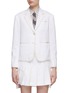Main View - Click To Enlarge - THOM BROWNE  - Single Breasted Cotton Seeksucker Blazer