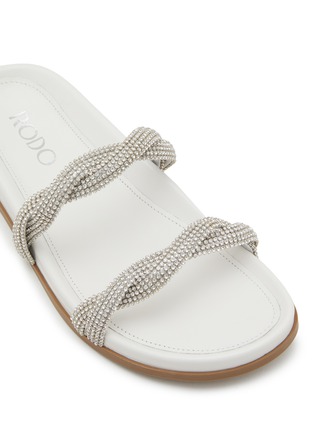Detail View - Click To Enlarge - RODO - Strass Embellished Braid Leather Sandals