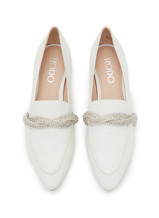 Detail View - Click To Enlarge - RODO - Strass Embellished Braid Leather Loafers