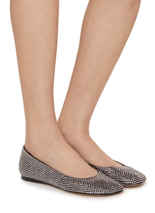 Figure View - Click To Enlarge - LOEWE - Toy Strass Embellished Suede Ballerina Flats