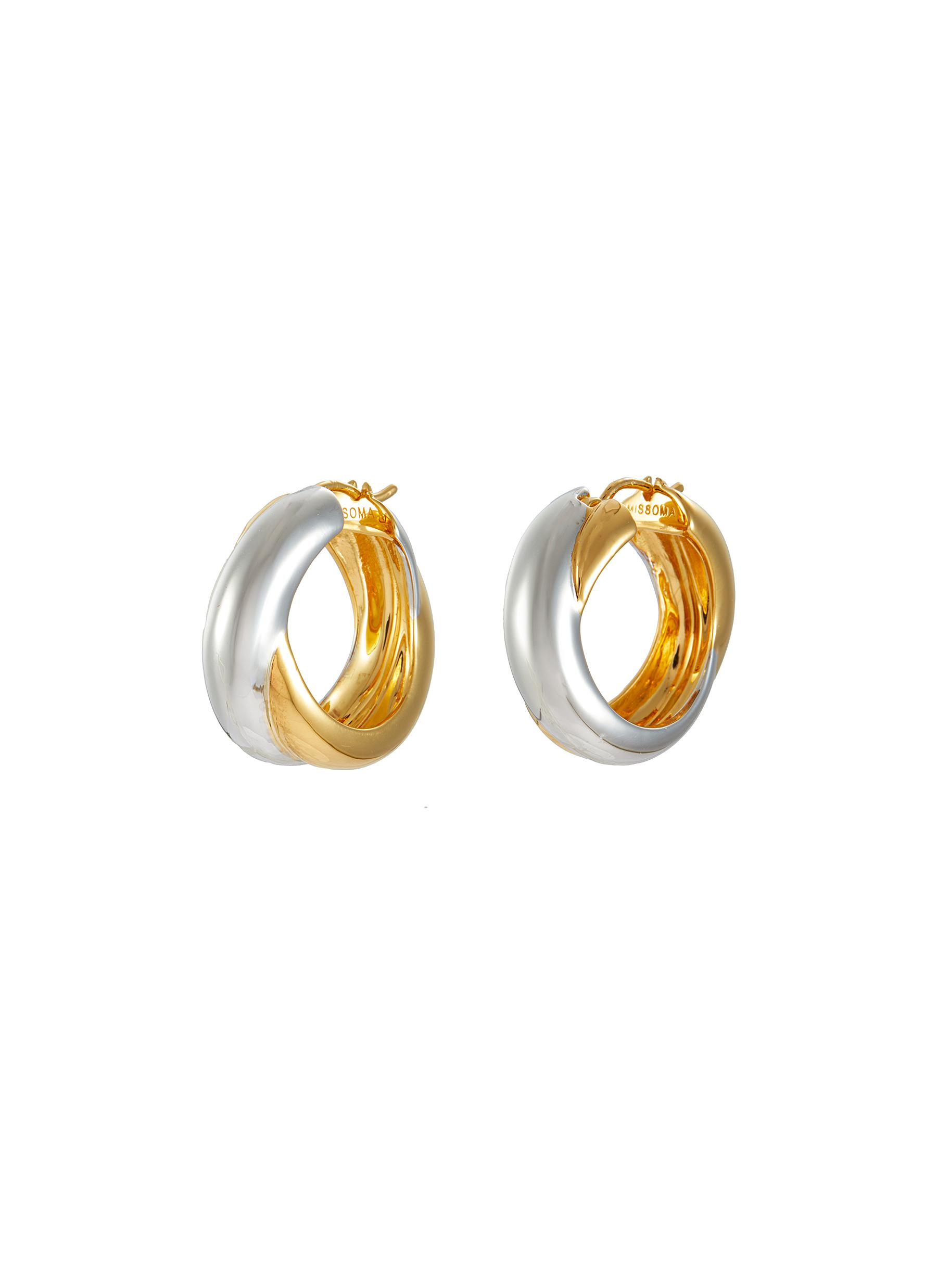x Lucy Williams Chunky Entwine 18K Gold Plated Medium Hoop Earrings