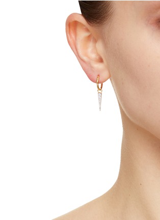 Figure View - Click To Enlarge - MISSOMA - Mini 18K Gold Plated Brass Pave Spike Charm Hoop Earrings