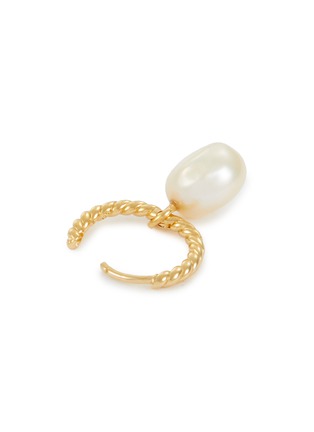 Detail View - Click To Enlarge - MISSOMA - Pearl 18K Gold Plated Brass Twisted Small Drop Hoop Earrings