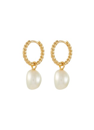 Main View - Click To Enlarge - MISSOMA - Pearl 18K Gold Plated Brass Twisted Small Drop Hoop Earrings
