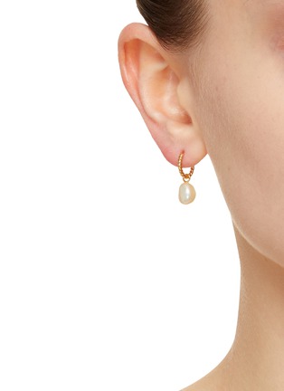 Figure View - Click To Enlarge - MISSOMA - Pearl 18K Gold Plated Brass Twisted Small Drop Hoop Earrings