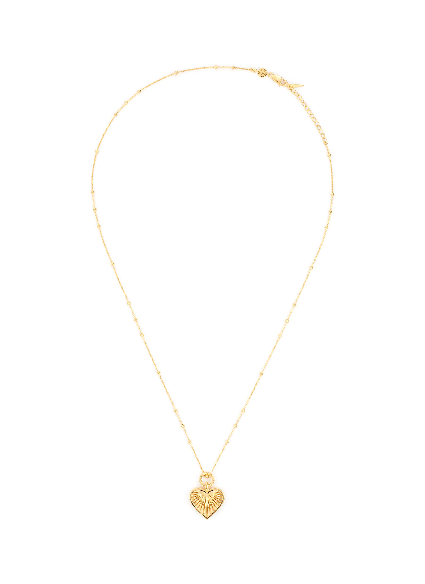 Ridge Heart Charm 18K Gold Plated Brass Necklace