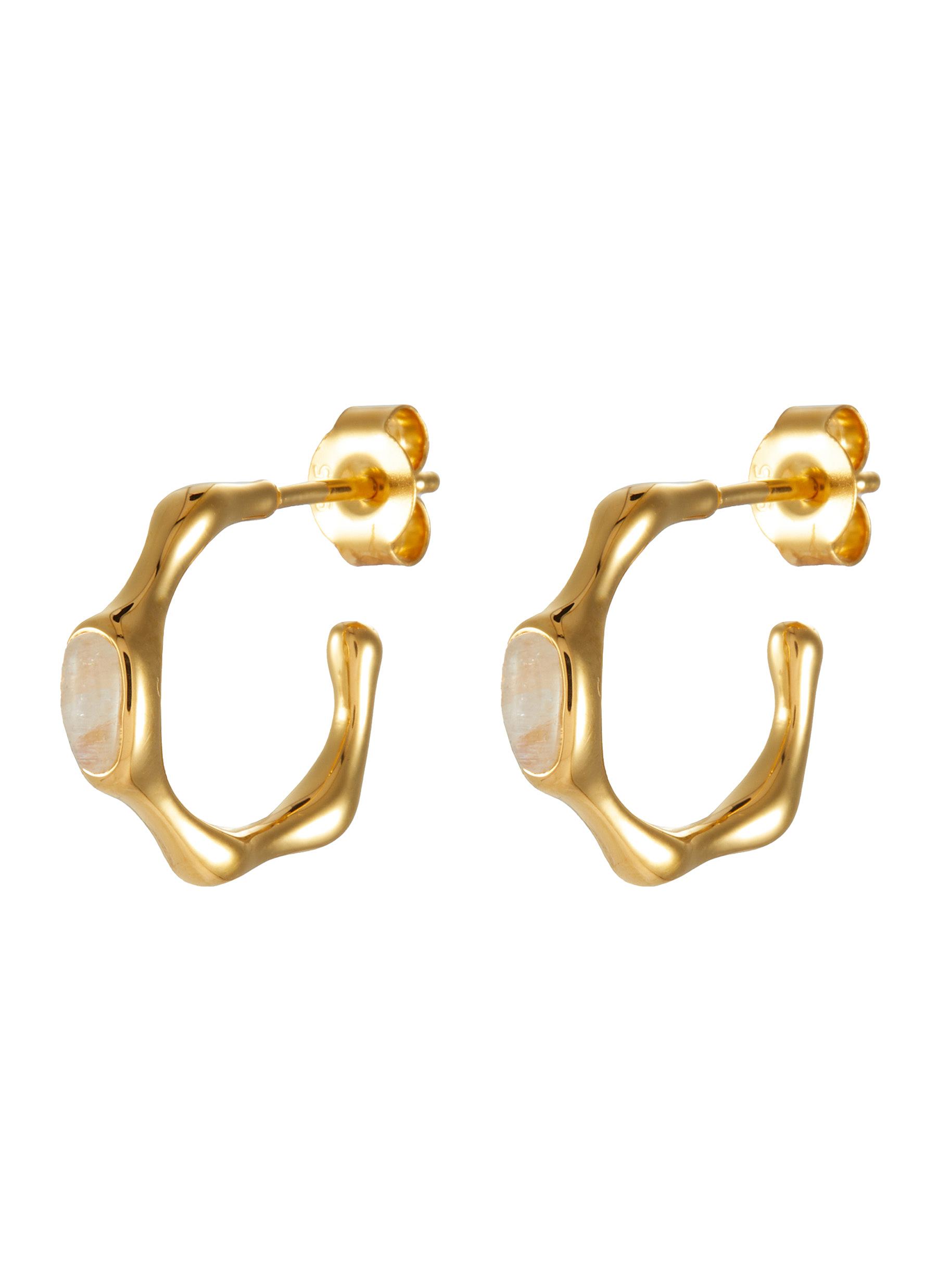 Magma 18K Gold Plated Gemstone Small Hoop Earrings