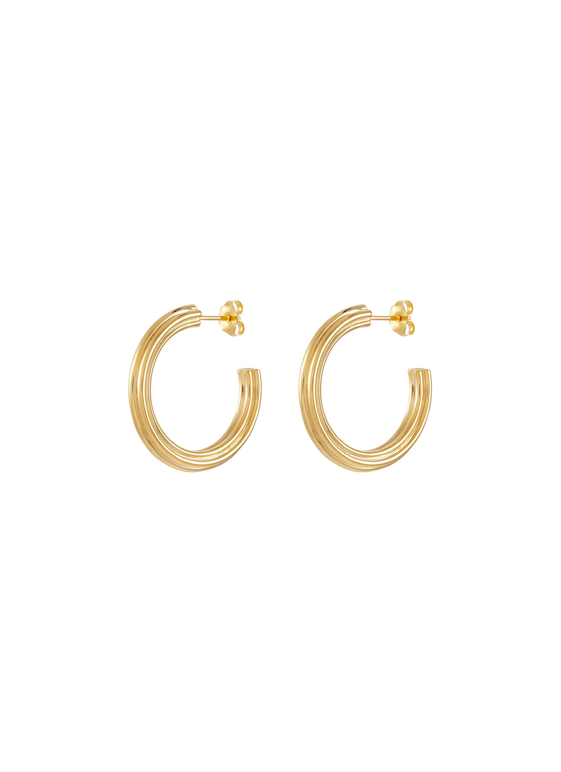 Large Ridge 18k Gold Plated Brass Hoop Earrings