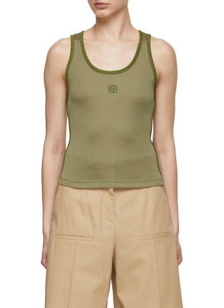 Main View - Click To Enlarge - LOEWE - Embroidered Logo Silk Tank Top