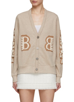 Main View - Click To Enlarge - BARRIE - Tassel Logo Patch Knitted Cardigan