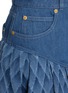  - BALMAIN - Laser Grid Pleated Medium Washed Denim Skirt