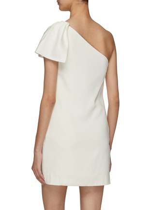 Back View - Click To Enlarge - ROLAND MOURET - Asymmetric Shoulder Satin Crepe Mini Dress