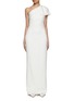 Main View - Click To Enlarge - ROLAND MOURET - Asymmetrical Bow Shoulder Satin Gown