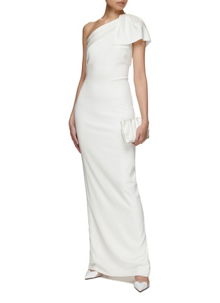 Figure View - Click To Enlarge - ROLAND MOURET - Asymmetrical Bow Shoulder Satin Gown