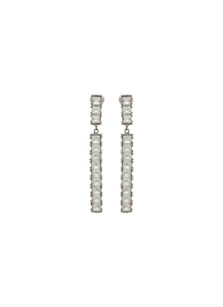 Main View - Click To Enlarge - LANE CRAWFORD VINTAGE ACCESSORIES - Unsigned Silver Tone Diamante Bar Clip On Earrings
