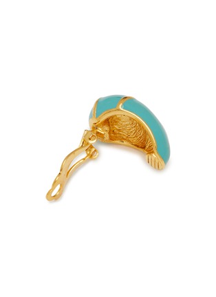 Detail View - Click To Enlarge - LANE CRAWFORD VINTAGE ACCESSORIES - Joan Rivers Gold Tone Turquoise Enamel Diamante Clip On Earrings