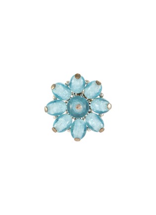 Main View - Click To Enlarge - LANE CRAWFORD VINTAGE ACCESSORIES - Trifari Silver Tone Blue Glass Flower Clip On Earrings