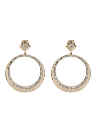 Main View - Click To Enlarge - LANE CRAWFORD VINTAGE ACCESSORIES - Jomaz Gold Tone Diamante Hoop Clip On Earrings