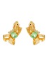 Main View - Click To Enlarge - LANE CRAWFORD VINTAGE ACCESSORIES - JR Gold Tone Green Diamante Emerald Clip On Earrings