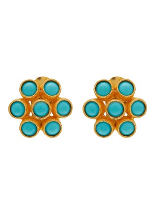 Main View - Click To Enlarge - LANE CRAWFORD VINTAGE ACCESSORIES - Cadoro Gold Tone Faux Turquoise Earrings