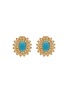 Main View - Click To Enlarge - LANE CRAWFORD VINTAGE ACCESSORIES - Scaasi Gold Tone Diamante Faux Turquoise Clip On Earrings