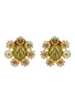 Main View - Click To Enlarge - LANE CRAWFORD VINTAGE ACCESSORIES - Unsigned Gold Tone Amber Crystals Chartreuse Diamante Clip On Earrings