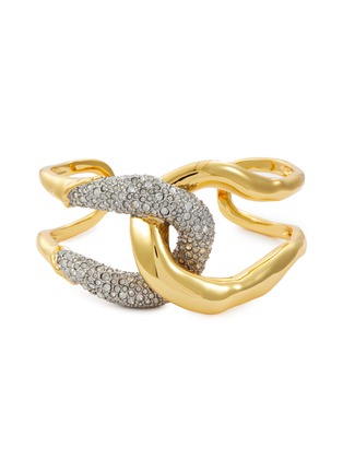 Main View - Click To Enlarge - ALEXIS BITTAR - Solanales 14K Gold Crystal Interlocked Cuff Bracelet