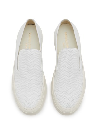 Detail View - Click To Enlarge - COMMON PROJECTS - Slip On Basket Weave Leather Sneakers