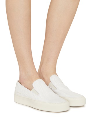 Figure View - Click To Enlarge - COMMON PROJECTS - Slip On Basket Weave Leather Sneakers