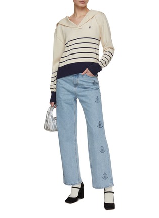 Figure View - Click To Enlarge - KIMHĒKIM - Anchor Stamped Straight Leg Jeans