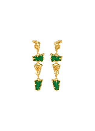 Main View - Click To Enlarge - ALEXIS BITTAR - Mobile 14K Gold Plated Green Druzy Brass Earrings