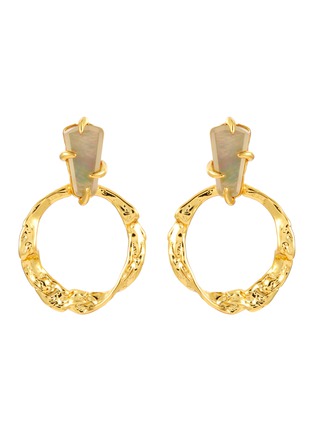 Main View - Click To Enlarge - ALEXIS BITTAR - Mobile 14K Gold Plated Brass Smoky Mother Of Pearl Knocker Earring