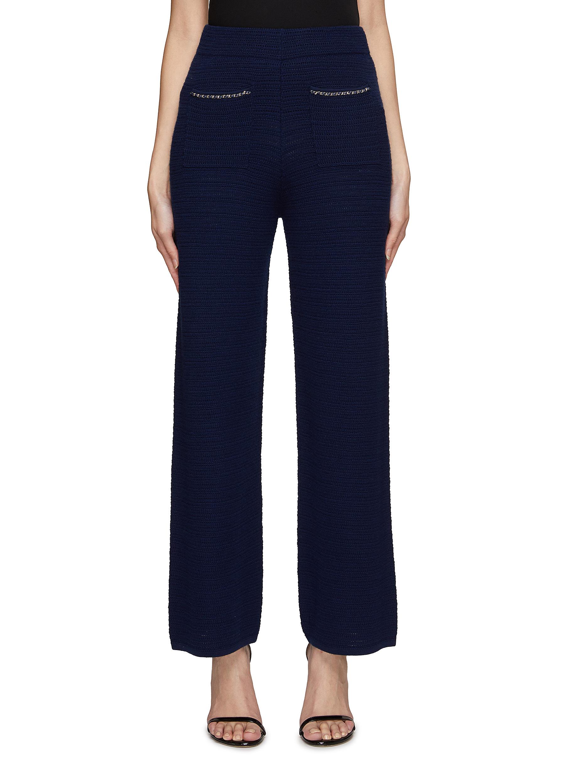 Chain Trim Wool Knitted Pants
