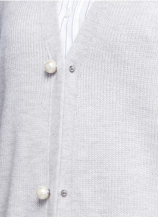 Detail View - Click To Enlarge - COMME MOI - Tie sleeve faux pearl button long cardigan