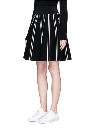 Front View - Click To Enlarge - COMME MOI - Stripe textured knit skirt