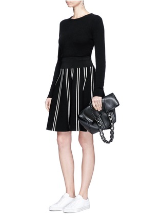 Figure View - Click To Enlarge - COMME MOI - Stripe textured knit skirt